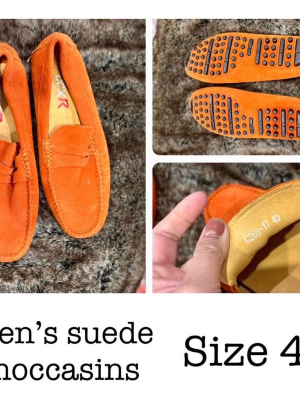 Men's Orange Suede Driving Loafers